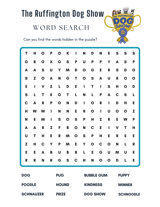 R - The Ruffington Dog Show - Word Search